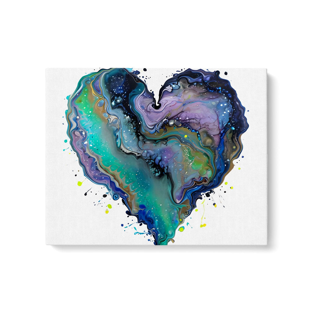 Fluid Art Heart Canvas – Modern Abstract Love, 1.25" Depth