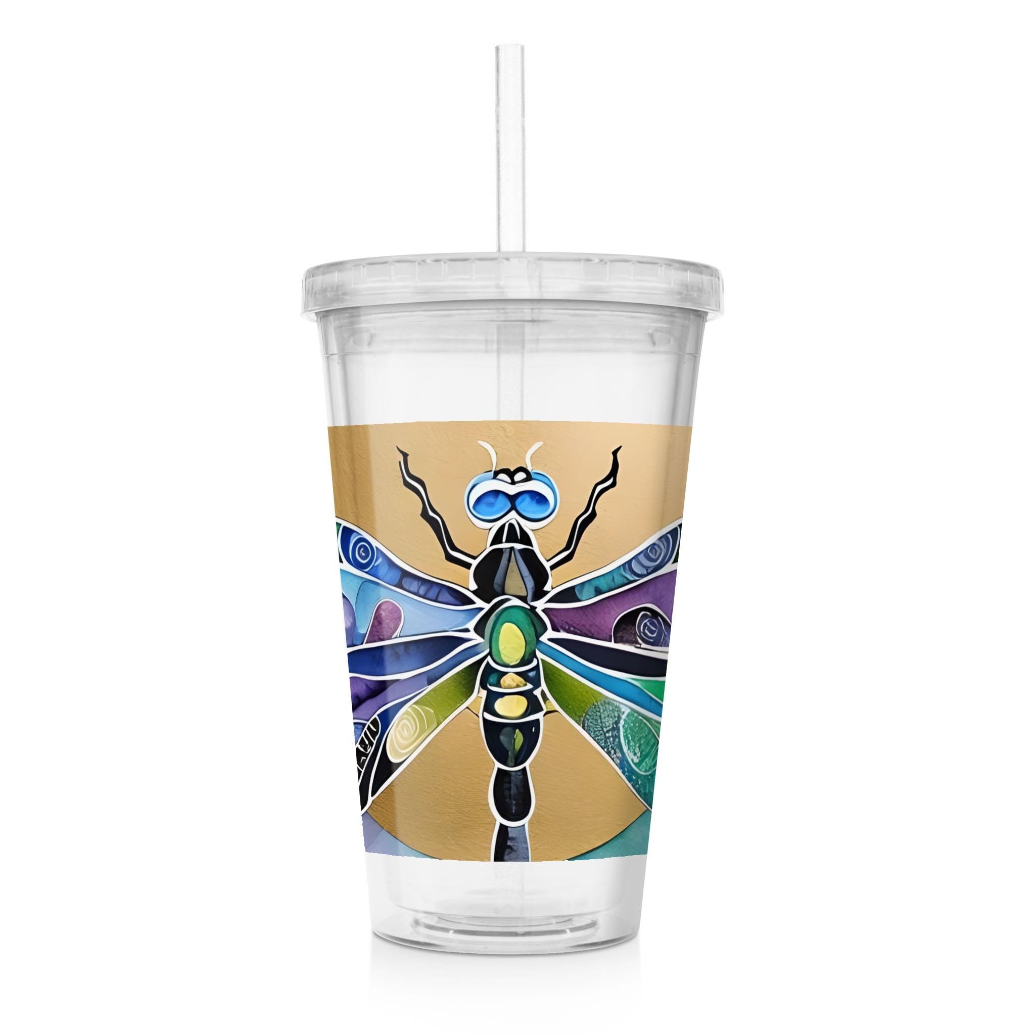 Dragonfly Sun - Clear Acrylic Tumbler w/Straw & Lid