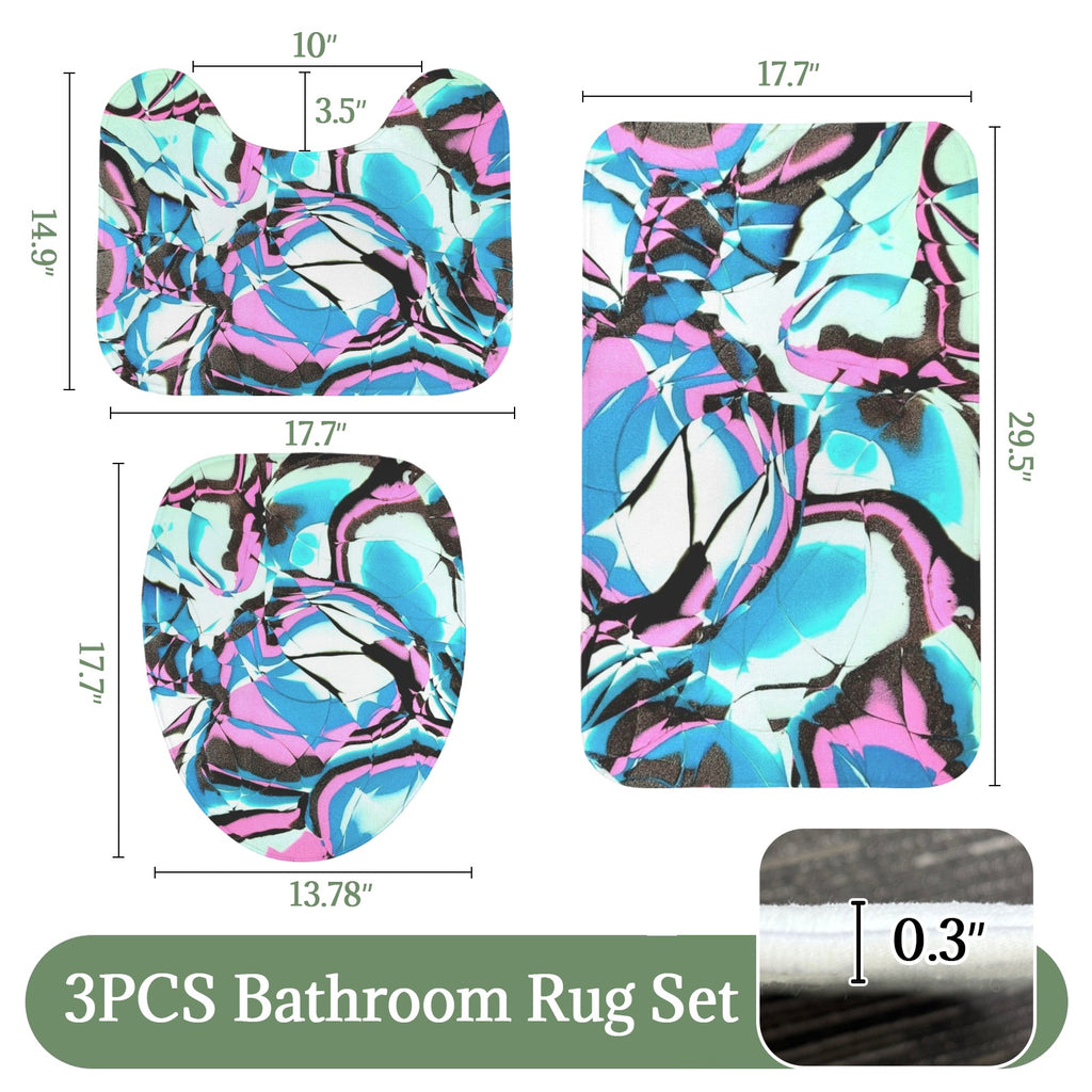 Glow Party 3-Piece Bathroom Rug Set