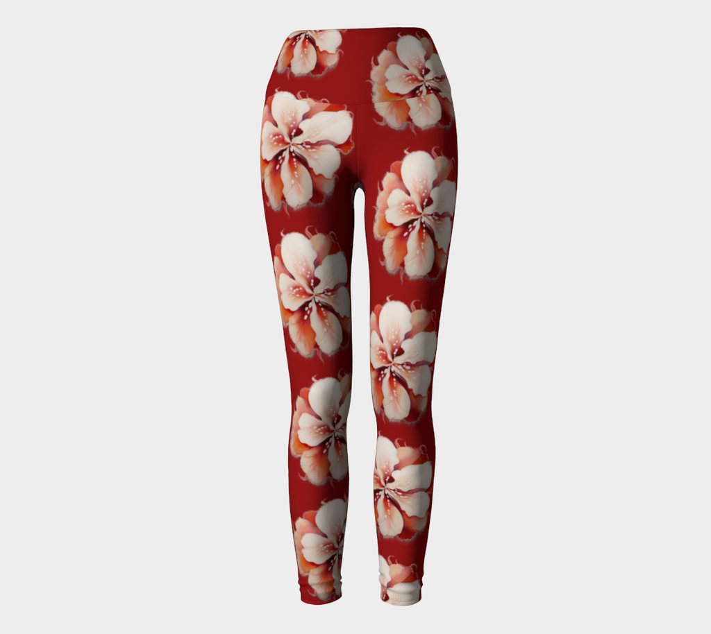 Floral Red - Yoga Leggings