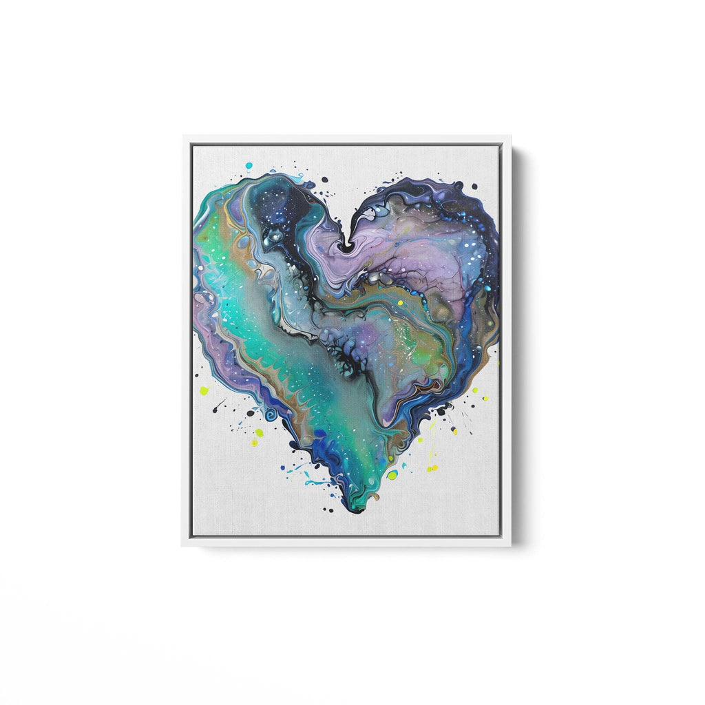 Fluid Art Heart (1) - Framed Matte Canvas
