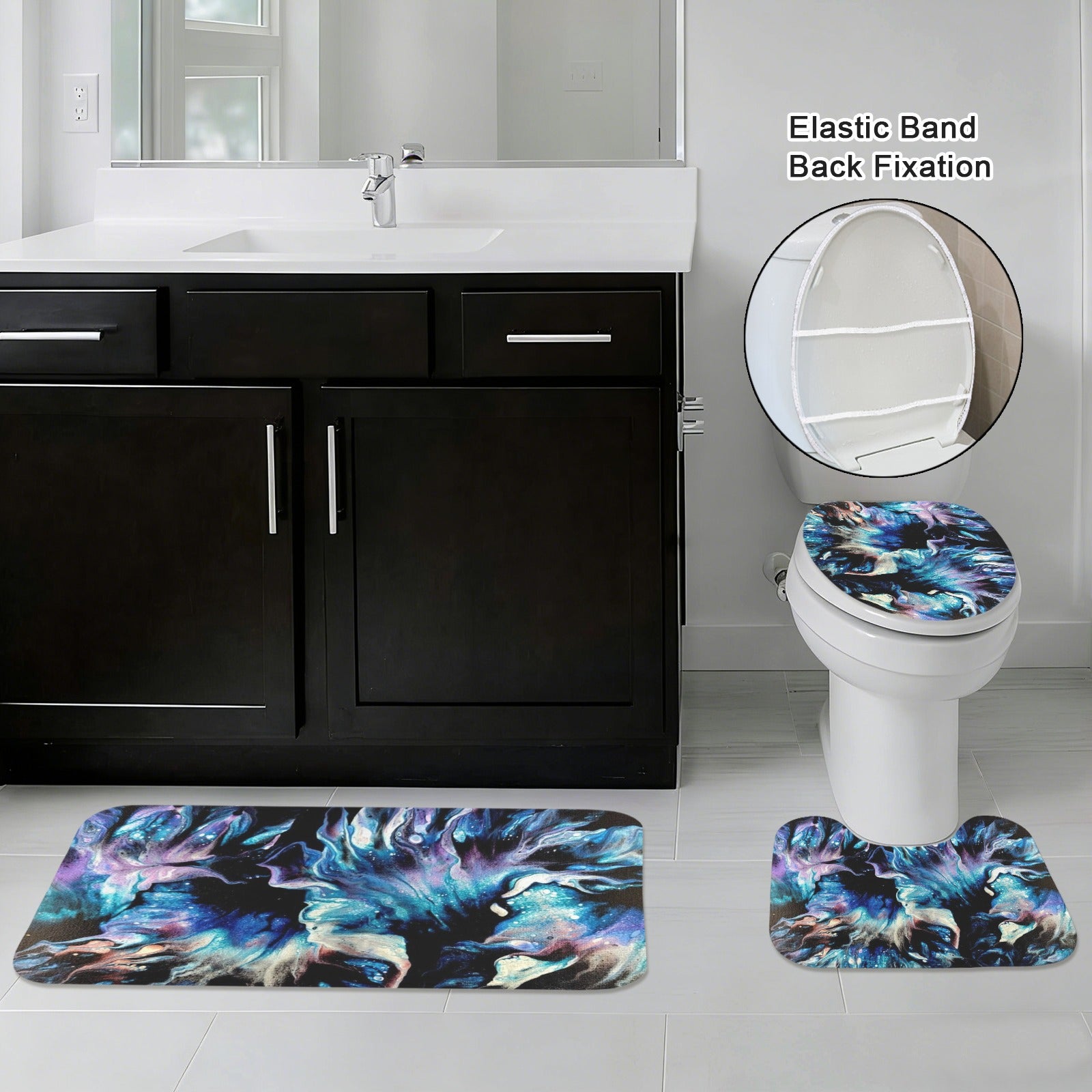 Teal Delight 3-Piece Bathroom Rug Set