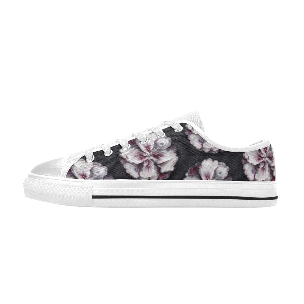 Black Floral - Women's Classic Canvas Shoes