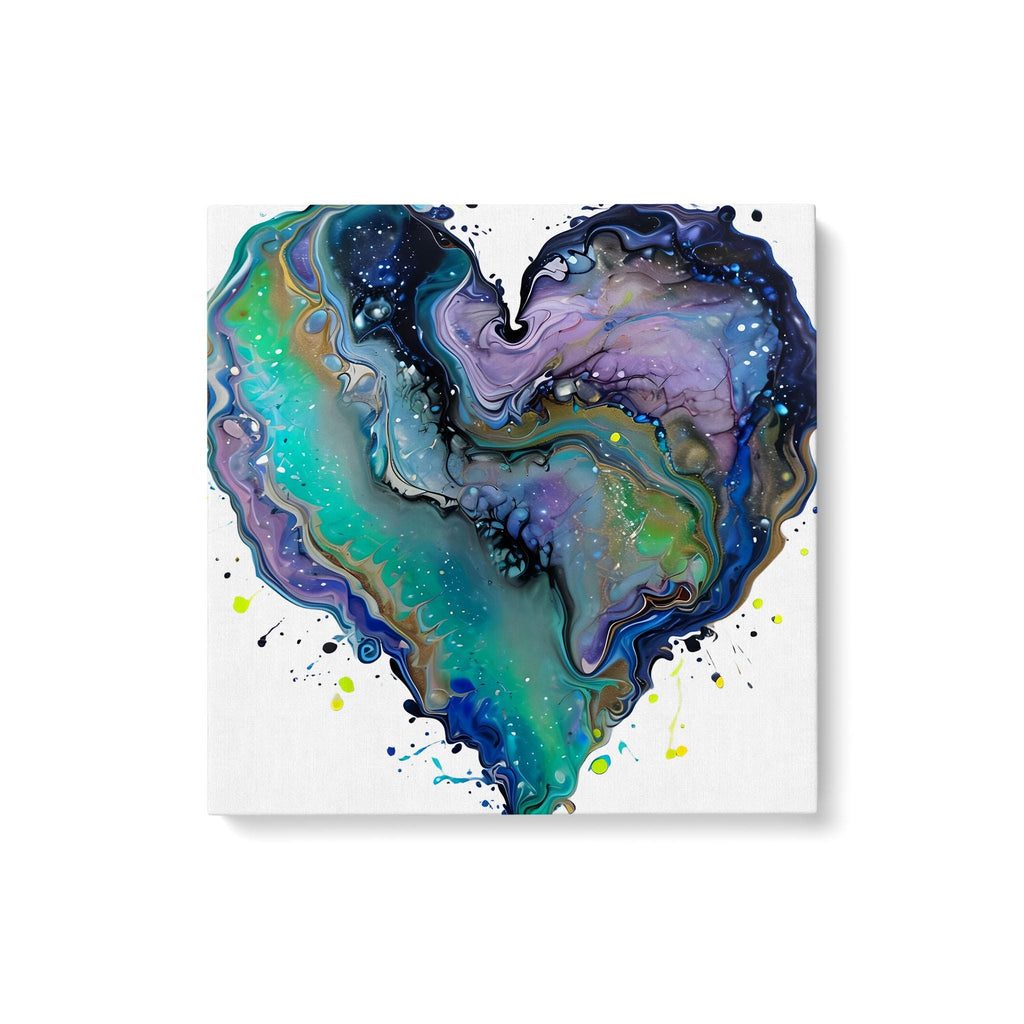 Fluid Art Heart Canvas – Modern Abstract Love, 1.25" Depth