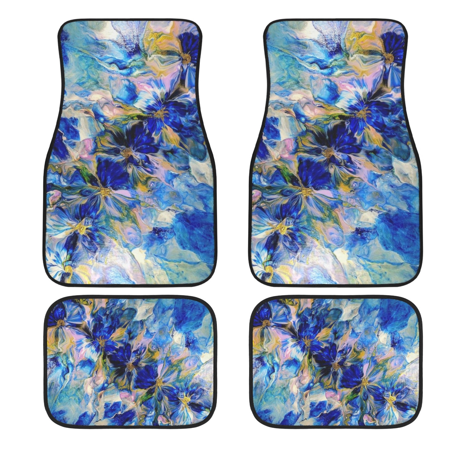 Royal Blue Garden 4-Piece Car Floor Mats