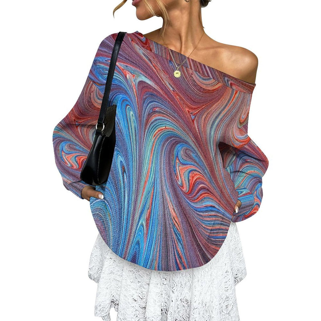 Superhero Women's Off-shoulder Long Sleeve Sweatshirt
