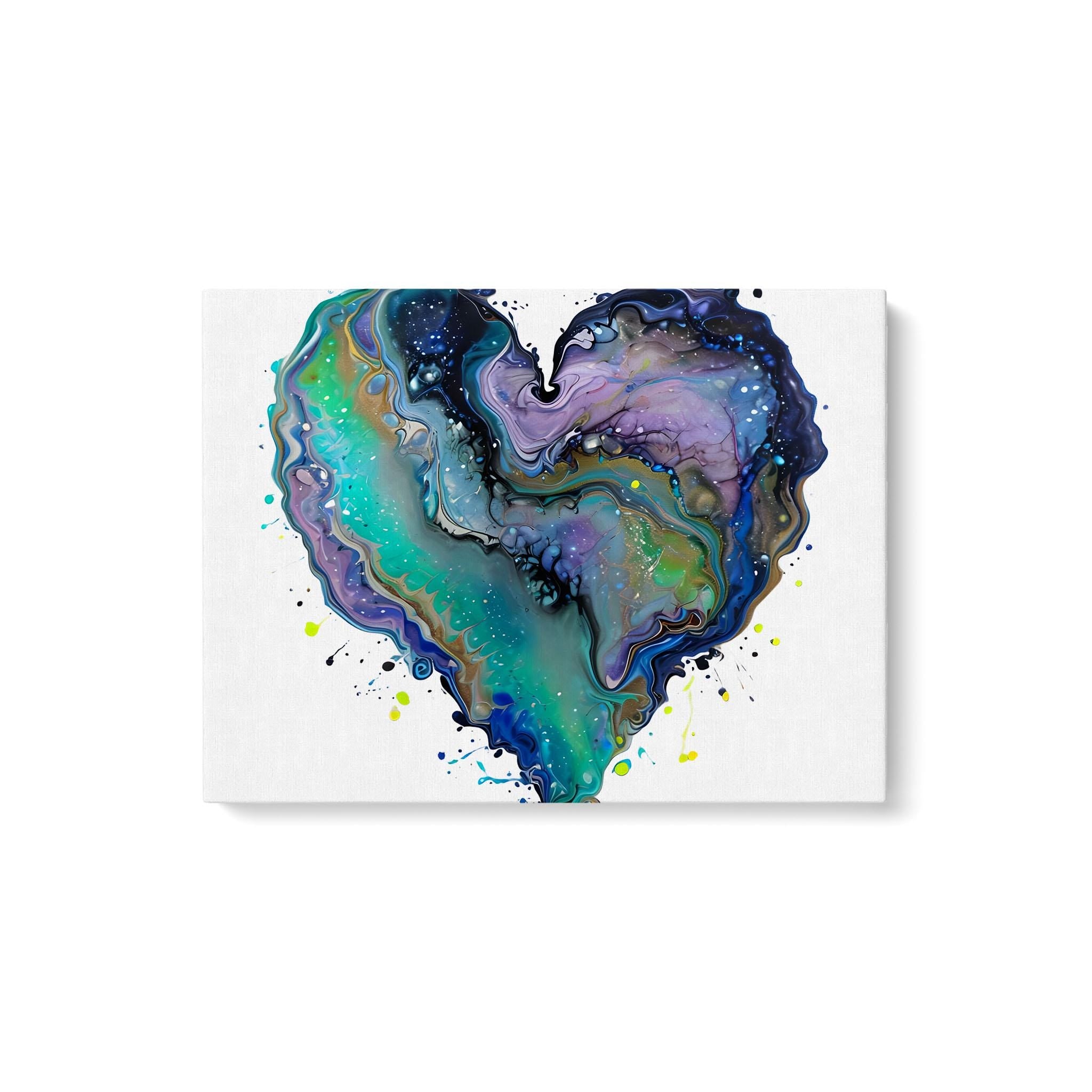 Fluid Art Heart Canvas – Modern Abstract Love, 1.25" Depth