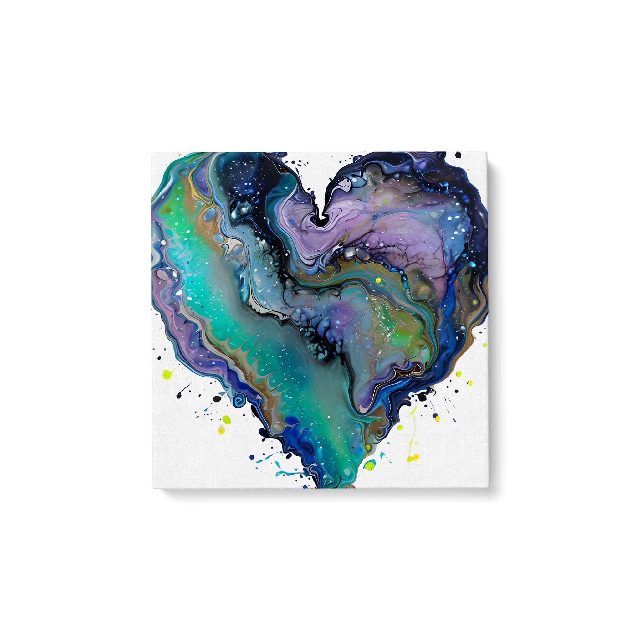 Fluid Art Heart Canvas – Modern Abstract Love, 1.25" Depth