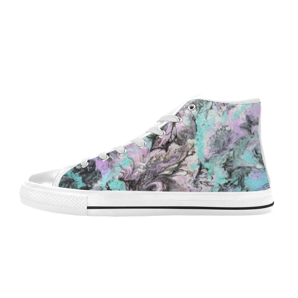 Turquoise Splash - Women's Classic High-Top Canvas Shoes