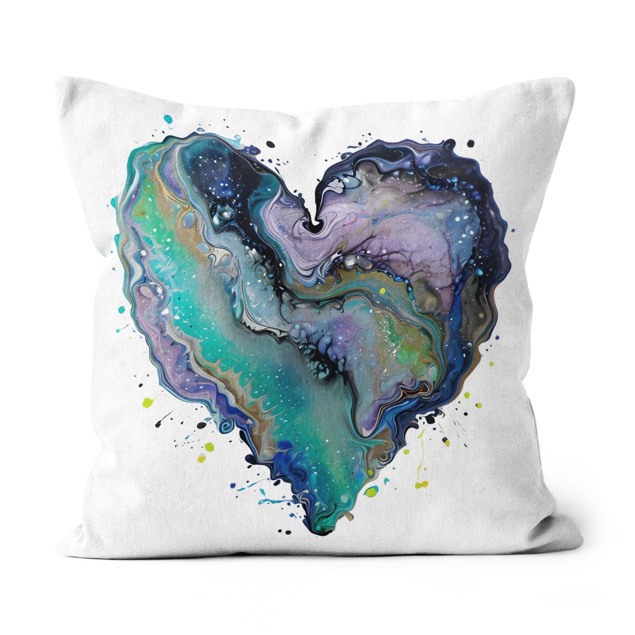 Fluid Art Heart (1) - All-over Print Canvas Throw Pillow