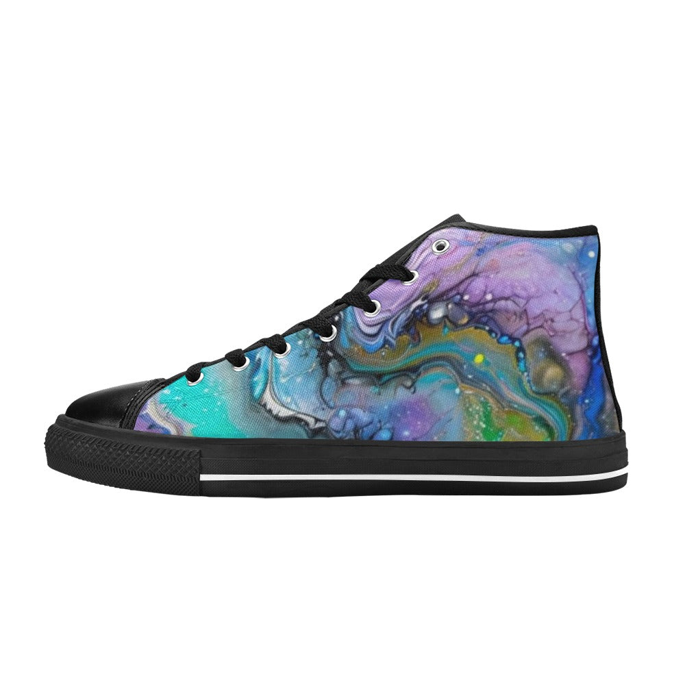 Fluid Art Heart - Men's Classic High-Top Canvas Shoes