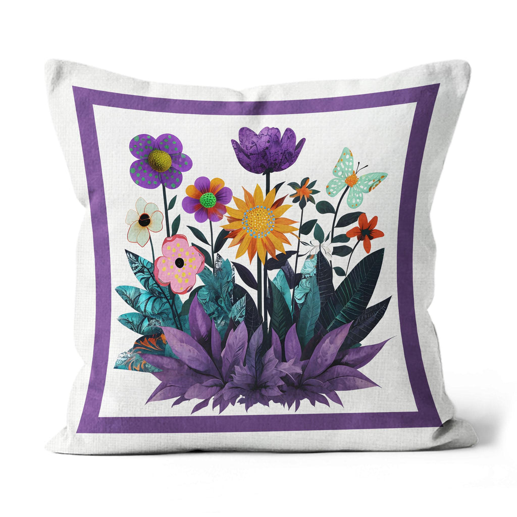 Abstract Purple Garden - Linen Throw Pillow