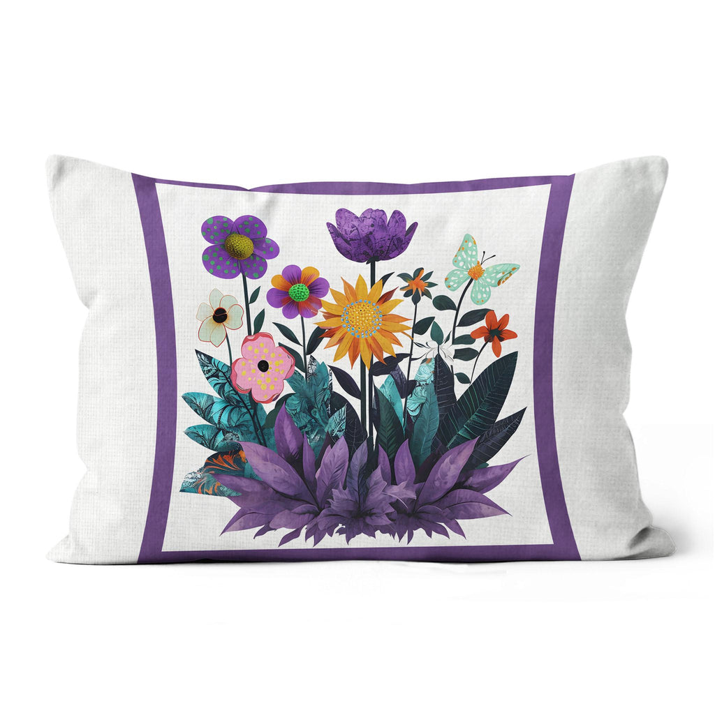 Abstract Purple Garden - Linen Throw Pillow
