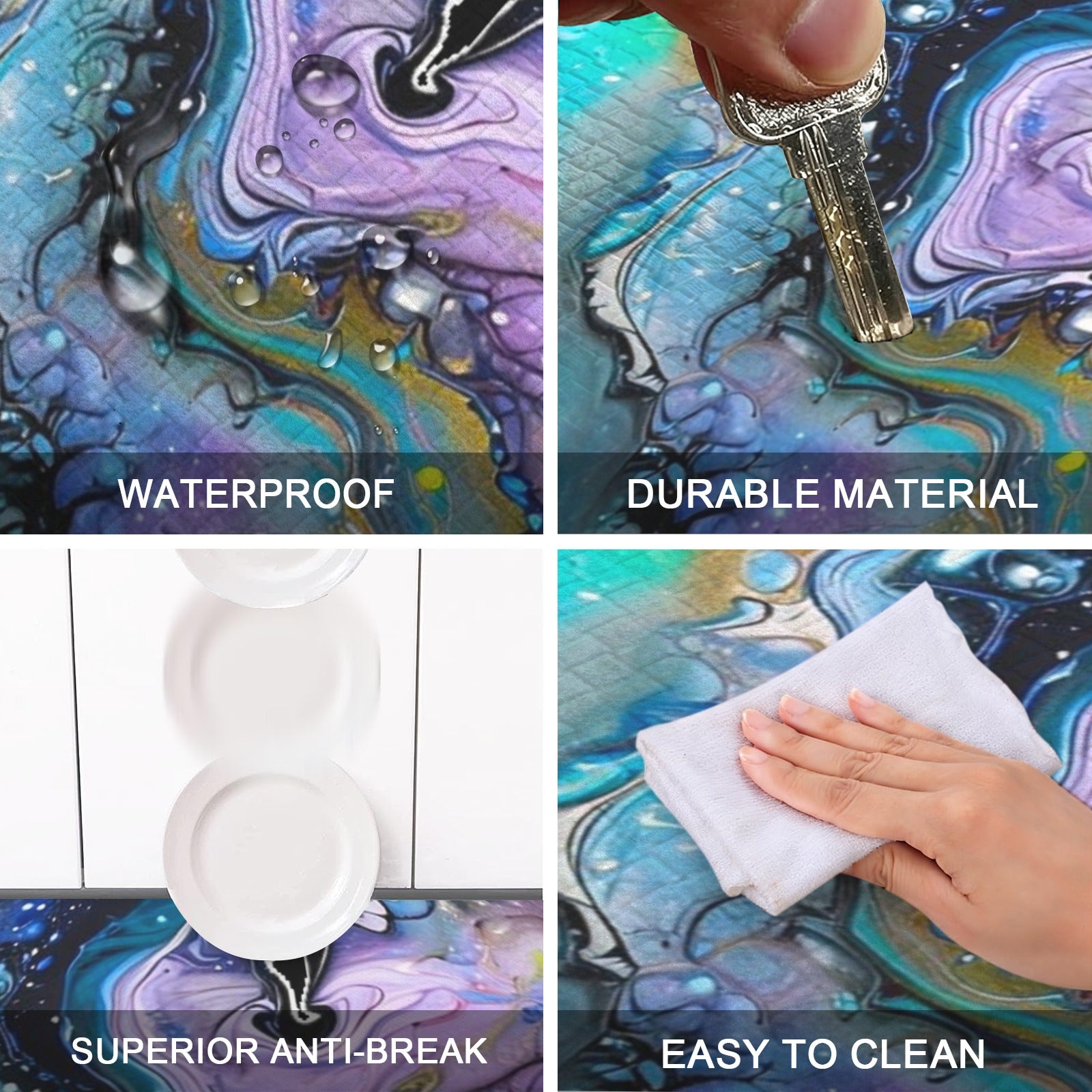 Fluid Art Heart PVC Anti-Fatigue Kitchen Mat 48x24inch