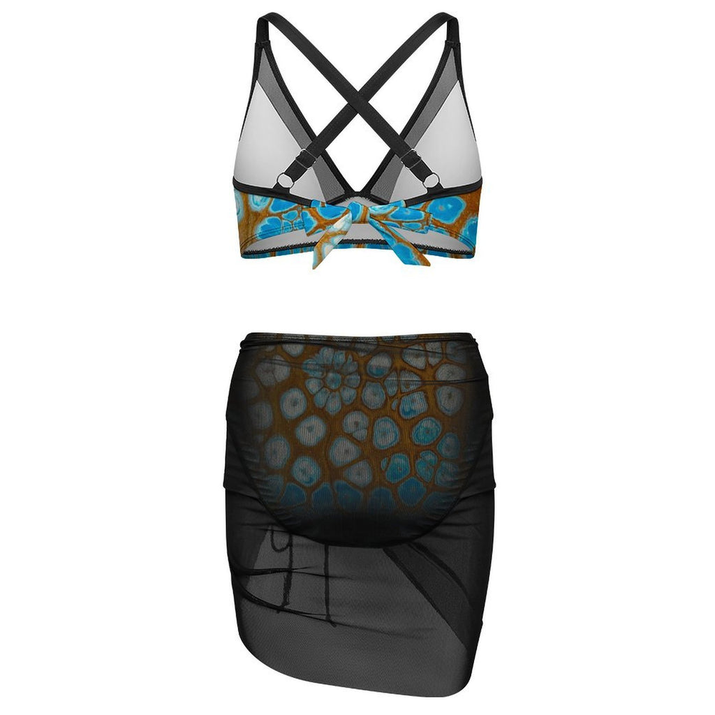 Maui Vibes - Design Women's Mesh Drawstring Skirt and Swimsuit Set