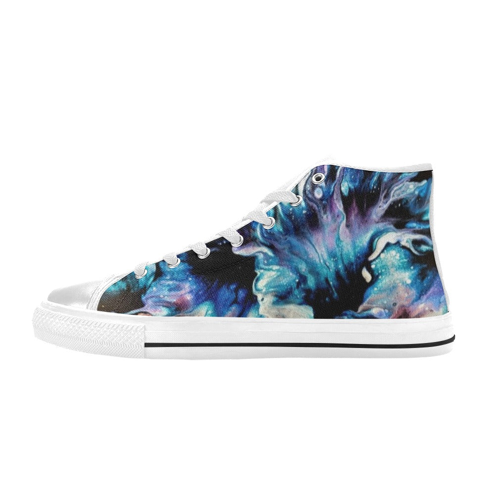 Teal Delight - Women;s Classic High-Top Canvas Shoes