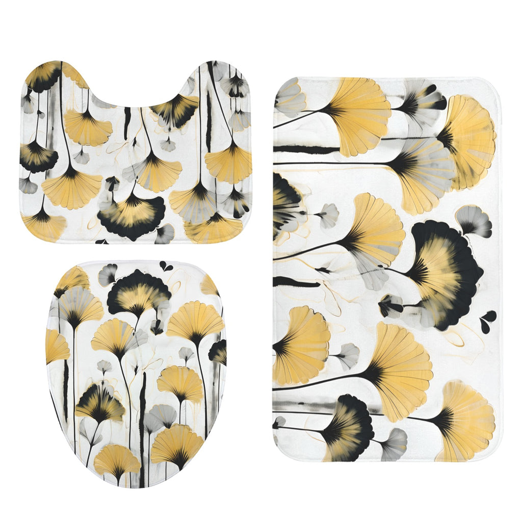 Golden Ginkgo 3-Piece Bathroom Rug Set