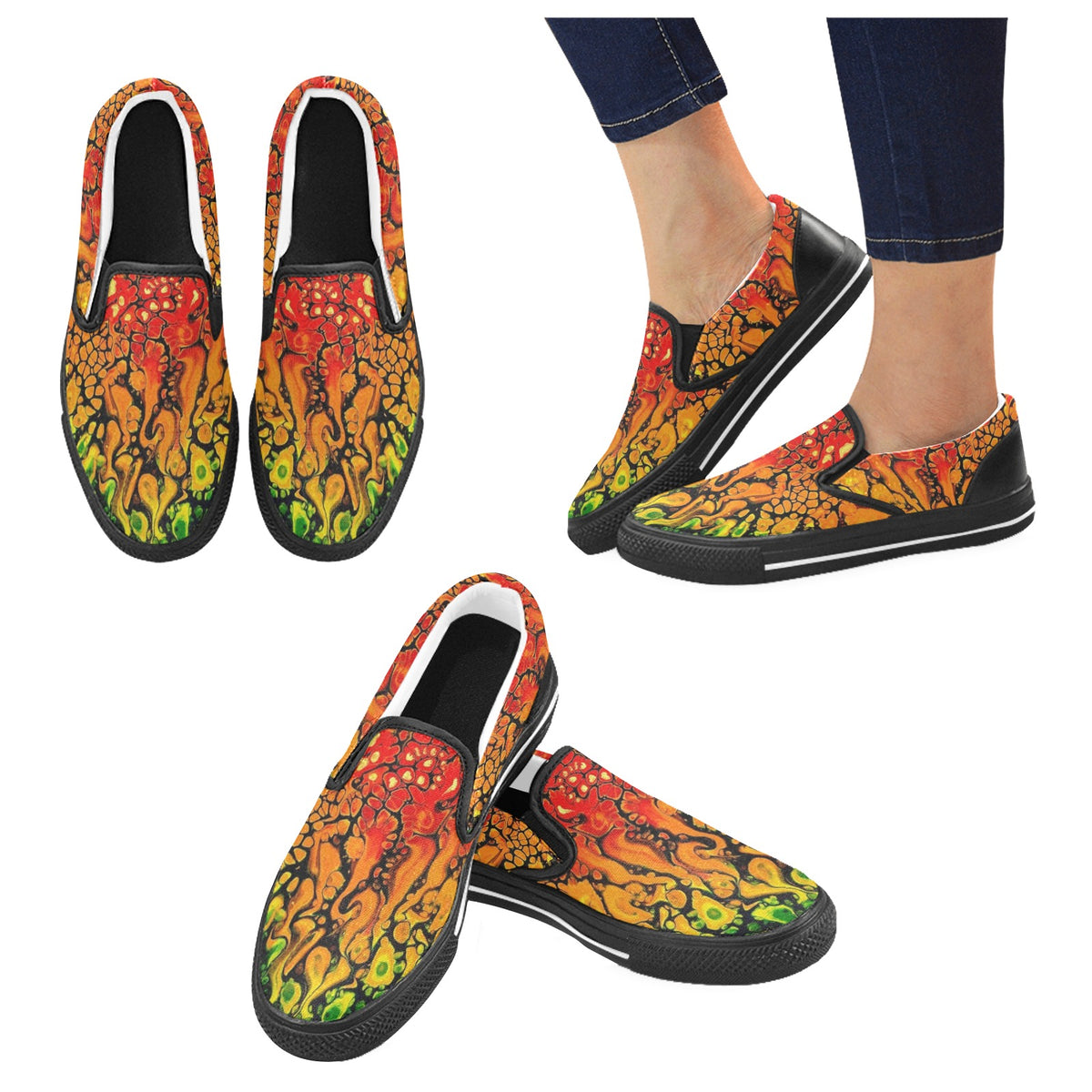 Fire - Men's Slip-On Canvas Shoes