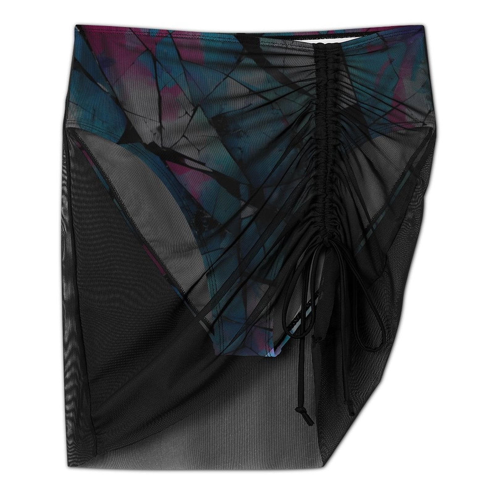 Mystical Mosaic Women's Mesh Drawstring Skirt and Swimsuit Set