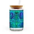 Dreamy Spirals - 16oz Glass Can with Bamboo Lid & Straw