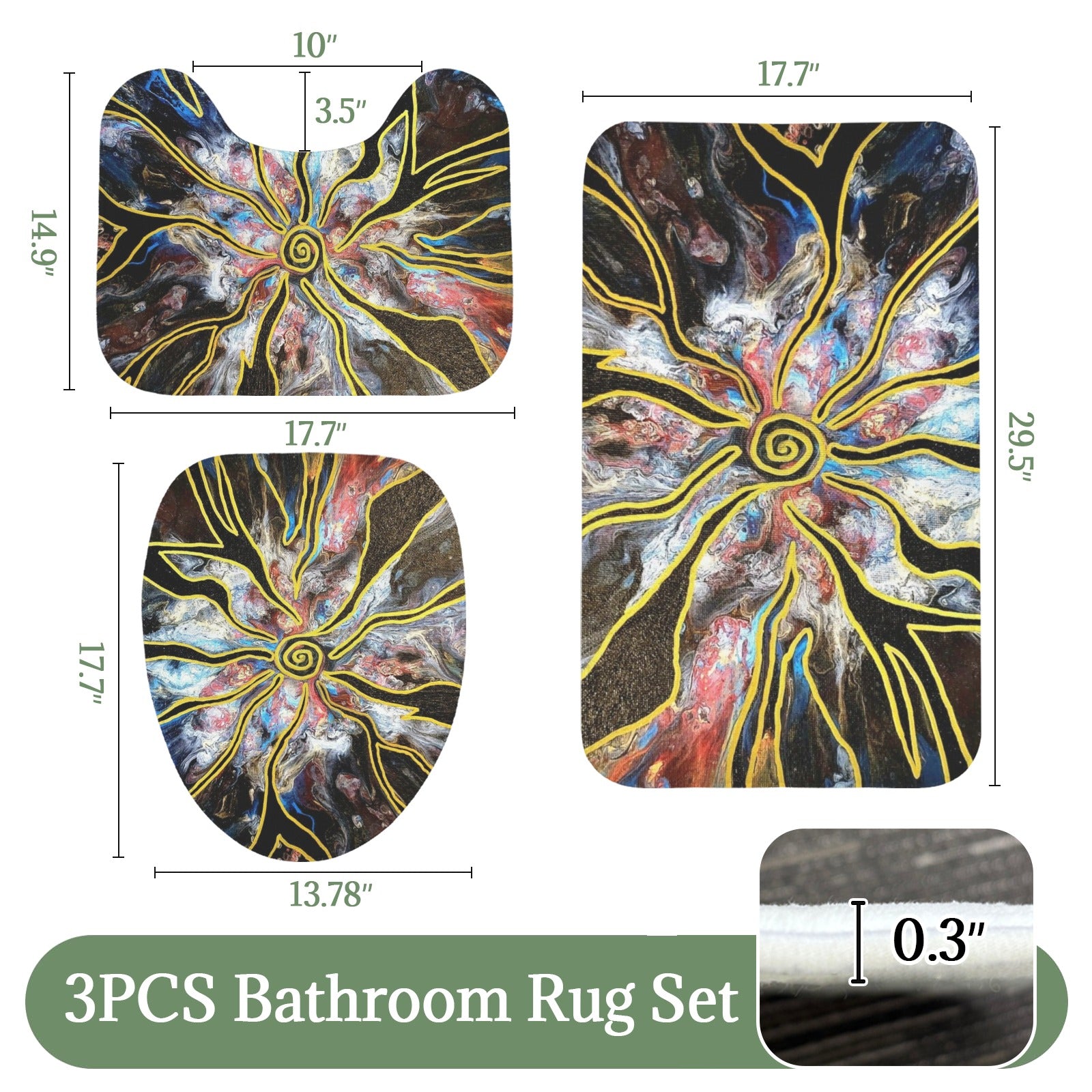 Pieces of Me 3-Piece Bathroom Rug Set