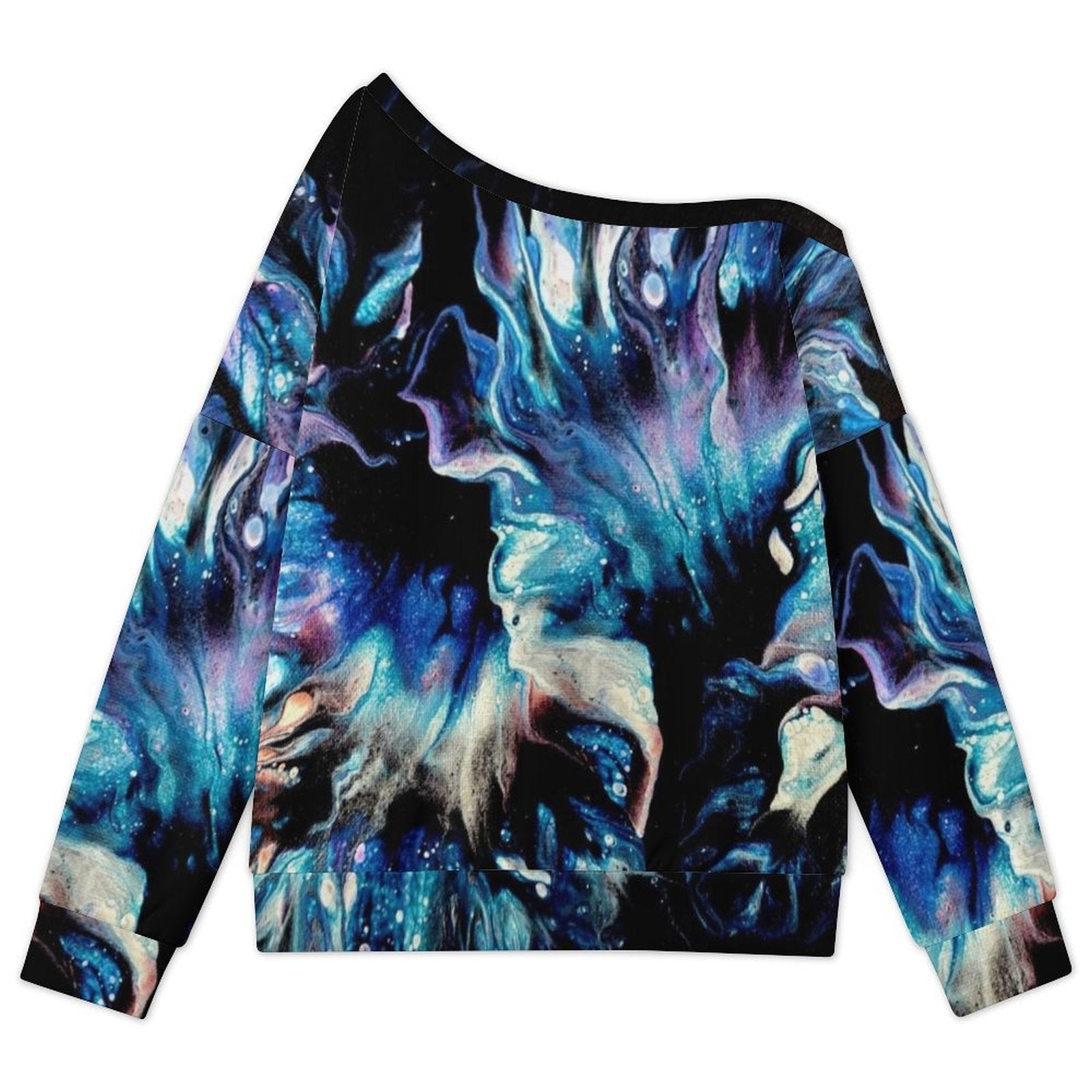 Teal Delight Women's Off-shoulder Long Sleeve Sweatshirt