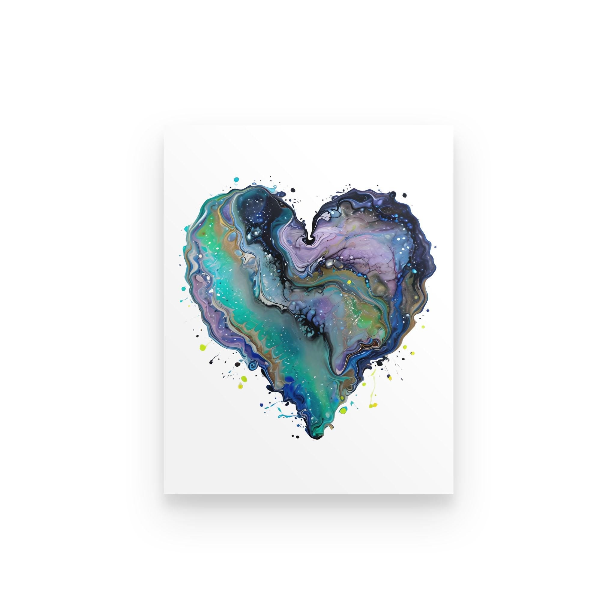 Fluid Art Heart Poster – Modern Home Decor