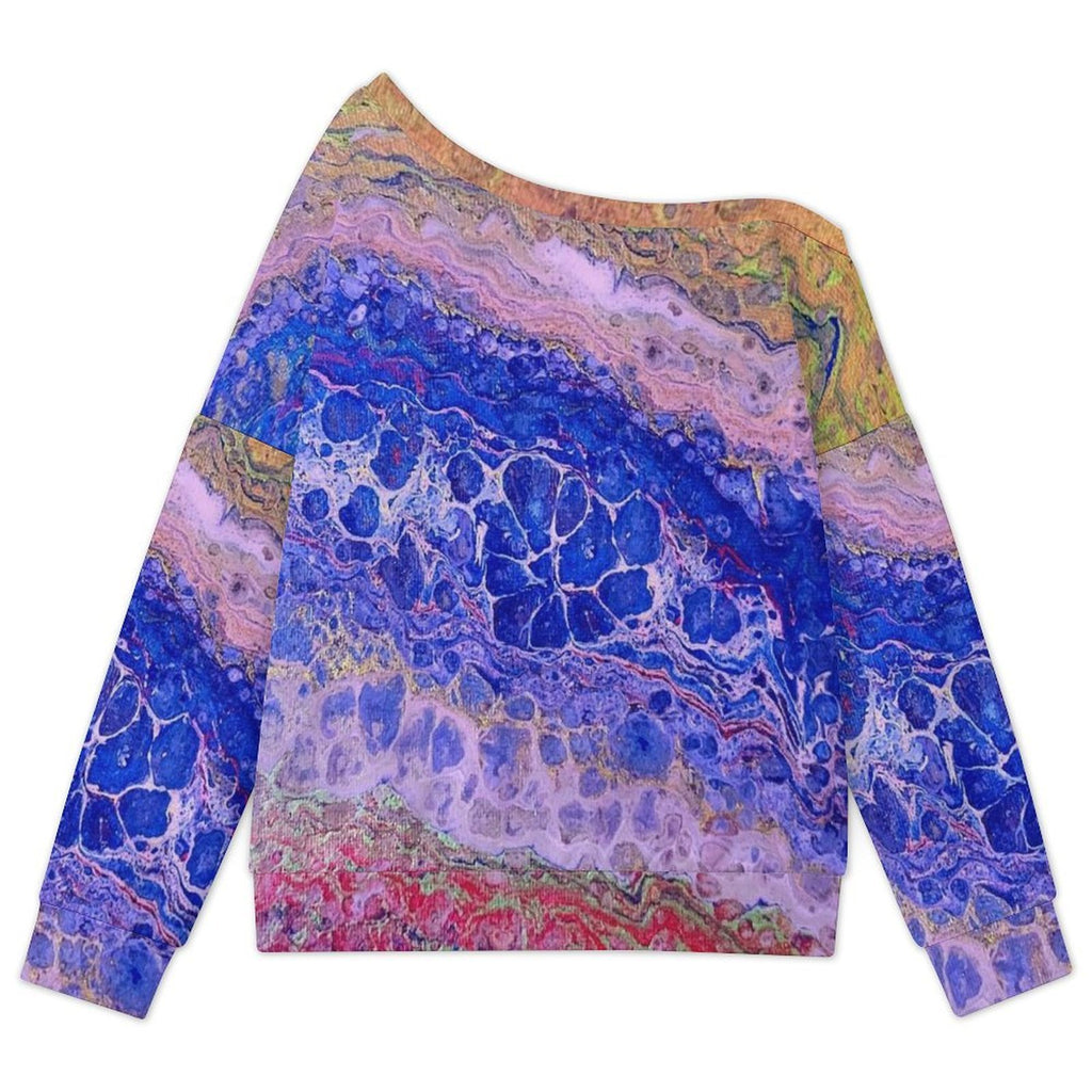 Tie-Dye Delight Women's Off-shoulder Long Sleeve Sweatshirt