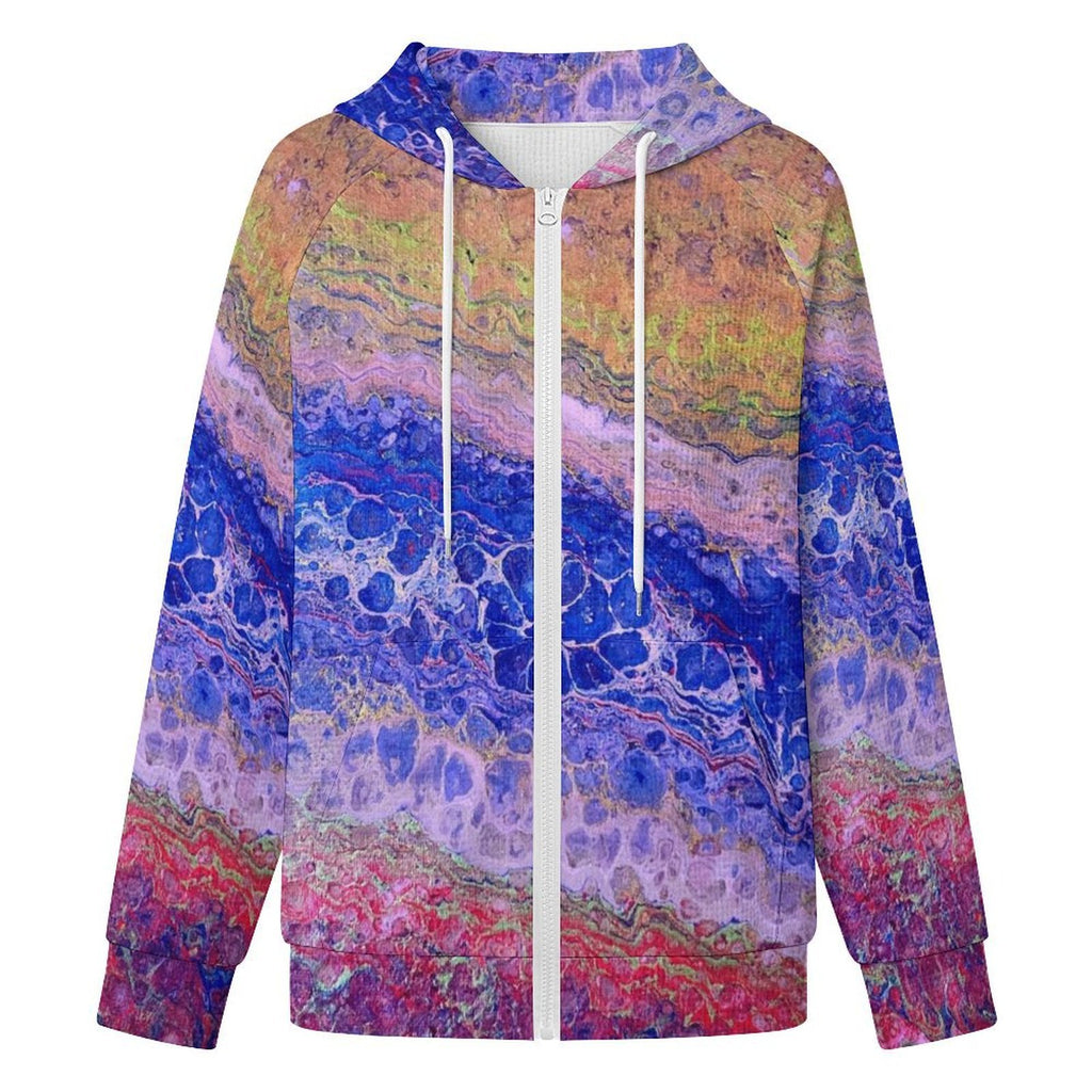 Tie Dye Delight - Women's Full-zip Hoodie with Drawstring