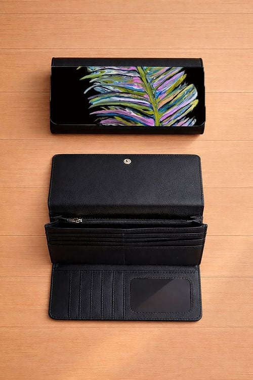 Iridescent Feather - Tri-Fold Long Wallet
