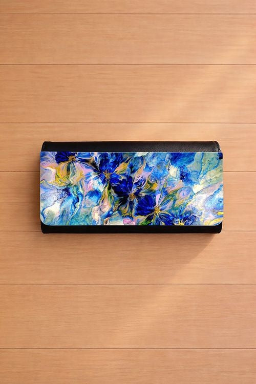 Royal Blue Garden - Tri-Fold Long Wallet