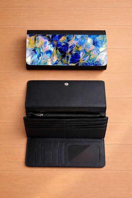 Royal Blue Garden - Tri-Fold Long Wallet