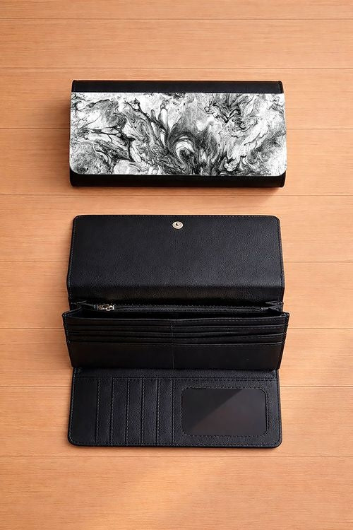 Black and White Splash - Tri-Fold Long Wallet