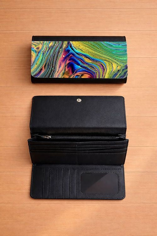 Peacock Swirl - Tri-Fold Long Wallet