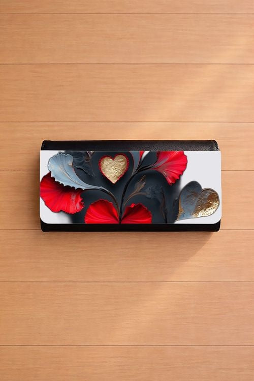 Vibrant Abstract Hearts - Ti-Fold Long Wallet
