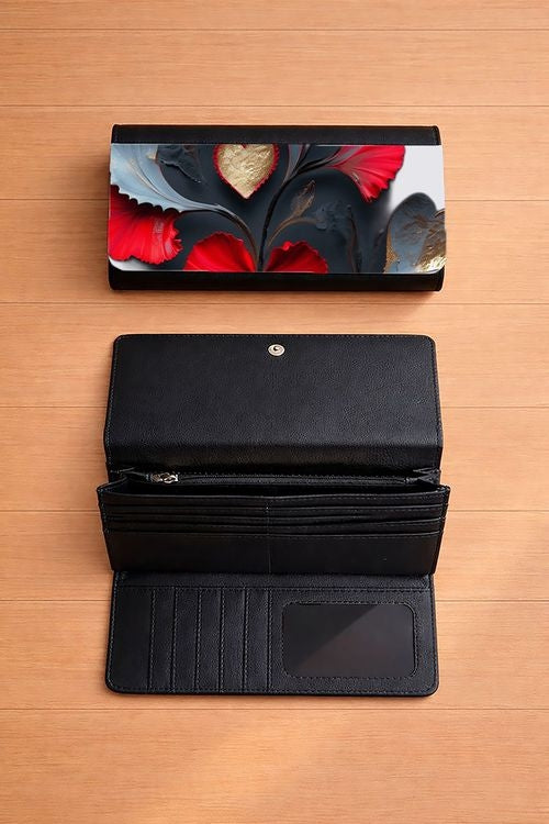 Vibrant Abstract Hearts - Ti-Fold Long Wallet