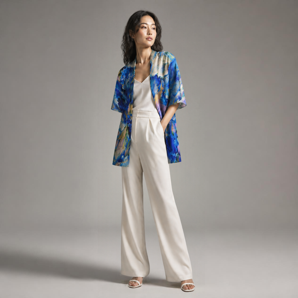 Royal Blue Garden - YK Kimono Wrap