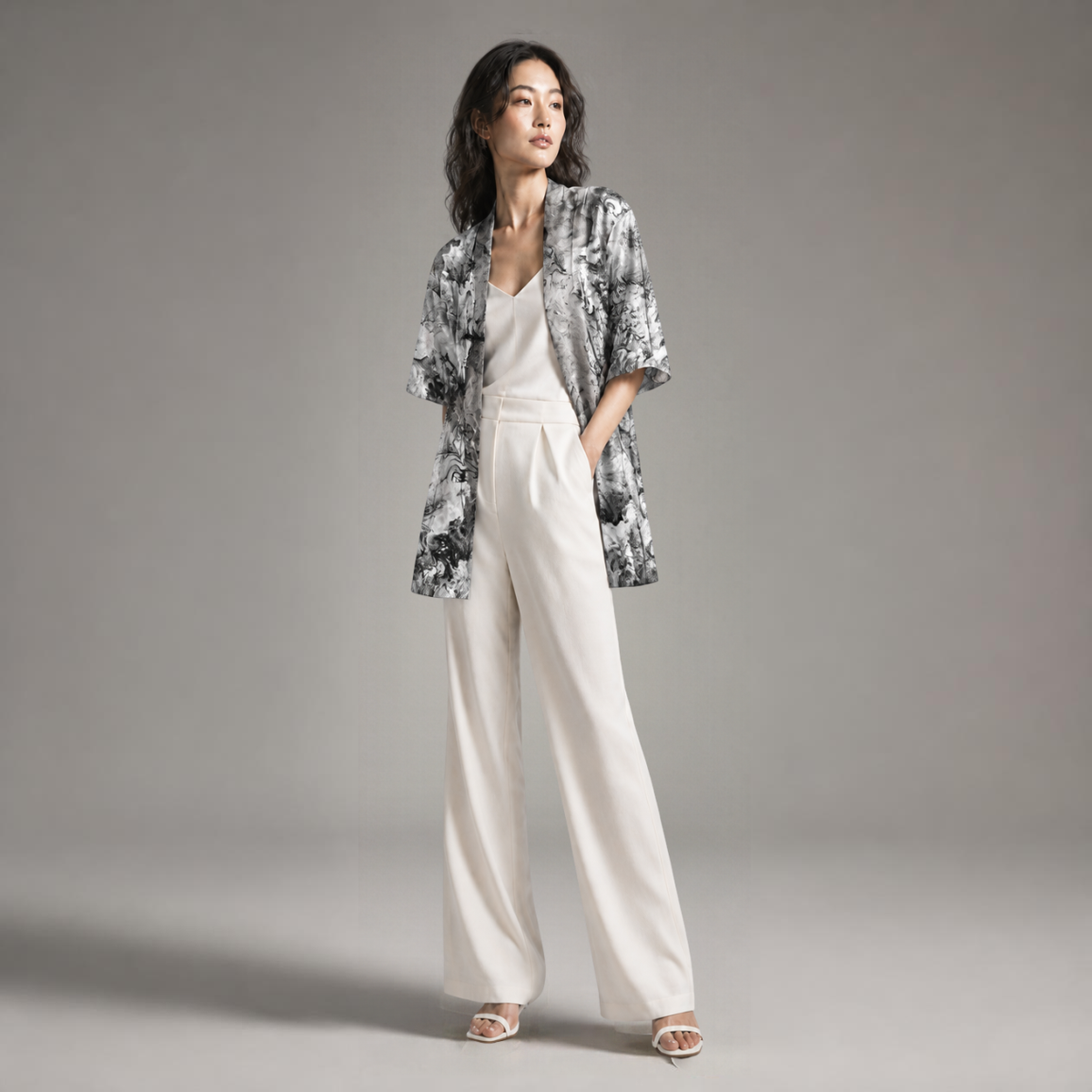 Black and White Splash YK Kimono Wrap