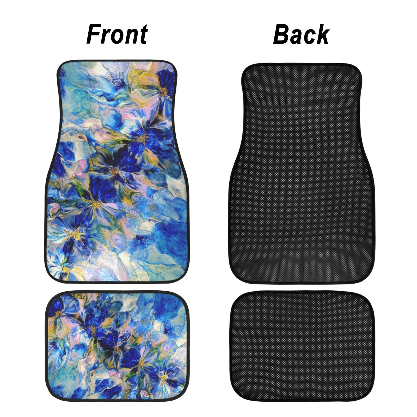 Royal Blue Garden 4-Piece Car Floor Mats