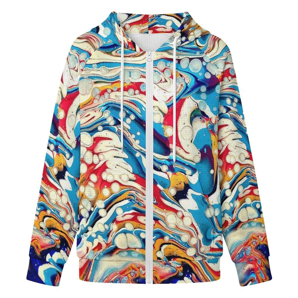 Color Me Happy - Women's Full-zip Hoodie with Drawstring