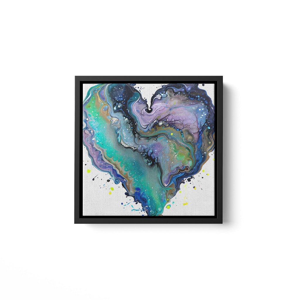 Fluid Art Heart (1) - Framed Matte Canvas