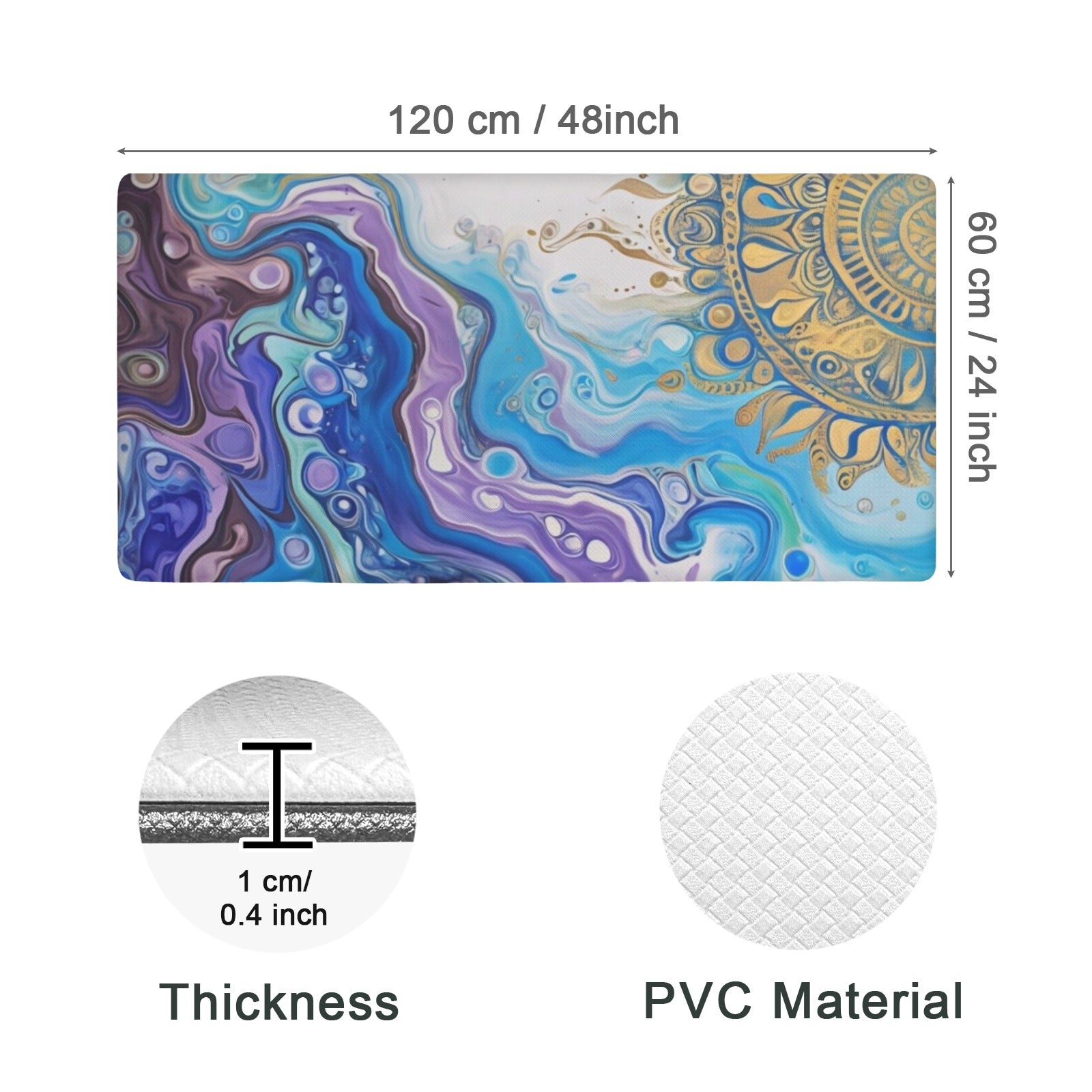 Mandala Sun PVC Anti-Fatigue Kitchen Mat 48x24inch