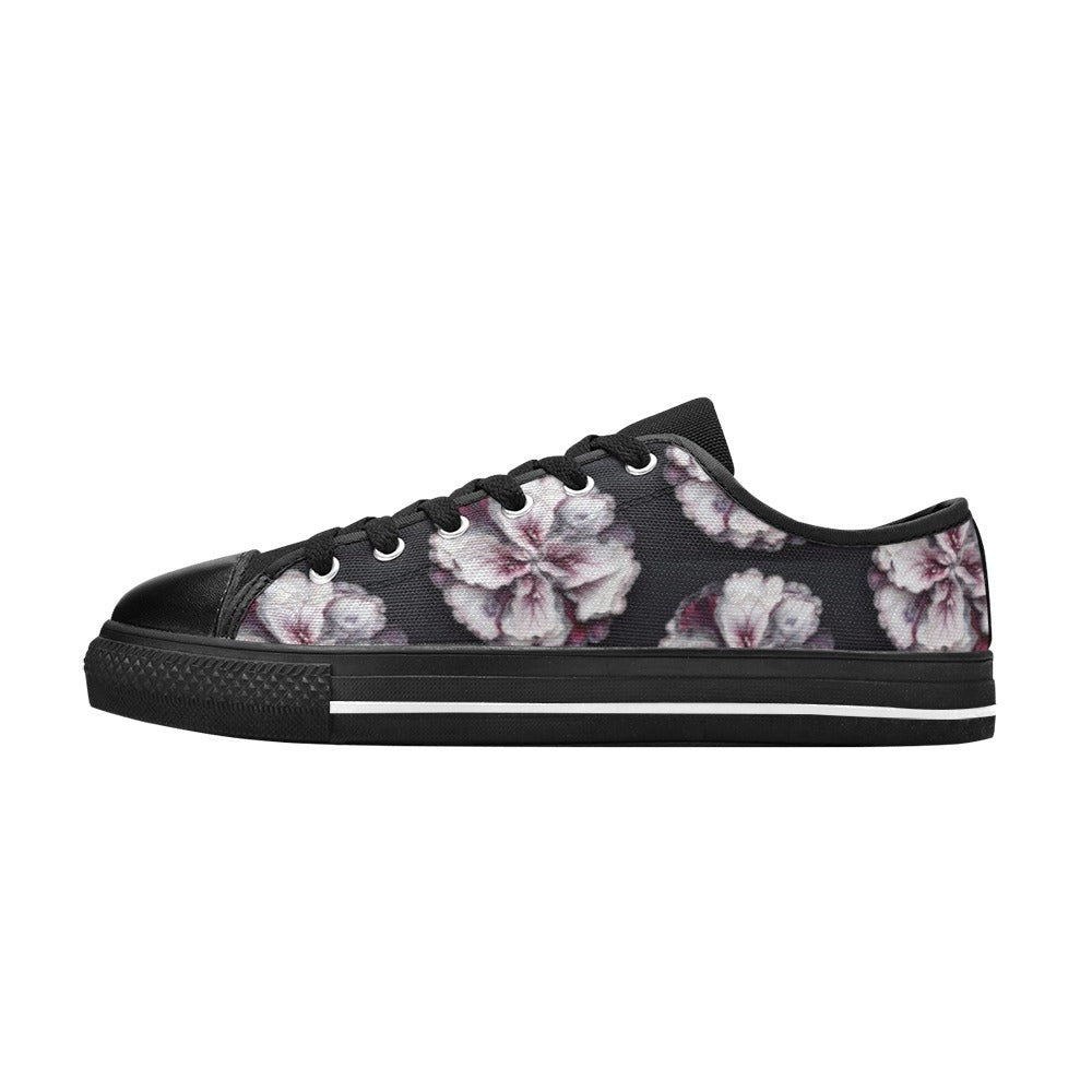 Black Floral - Women's Classic Canvas Shoes