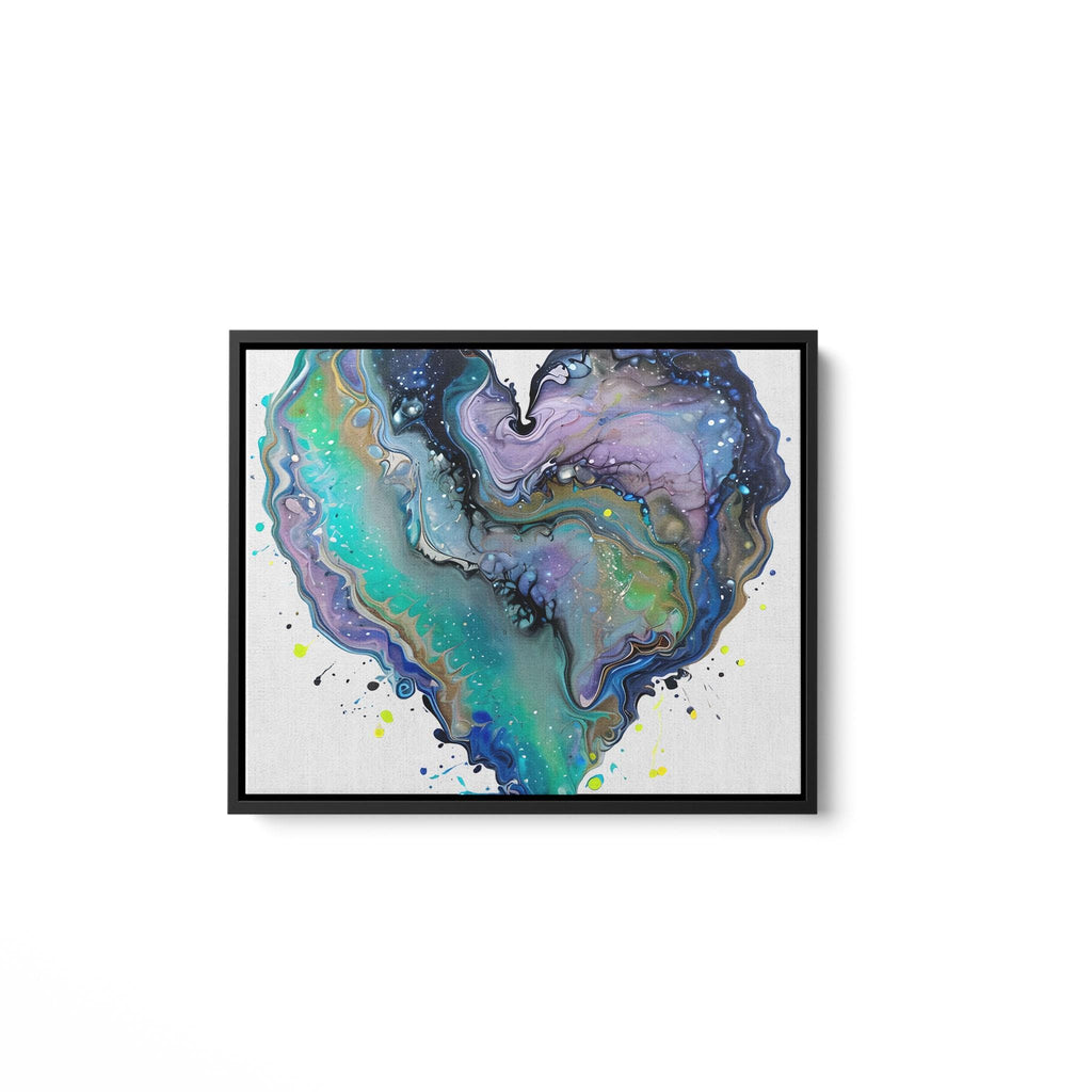 Fluid Art Heart (1) - Framed Matte Canvas