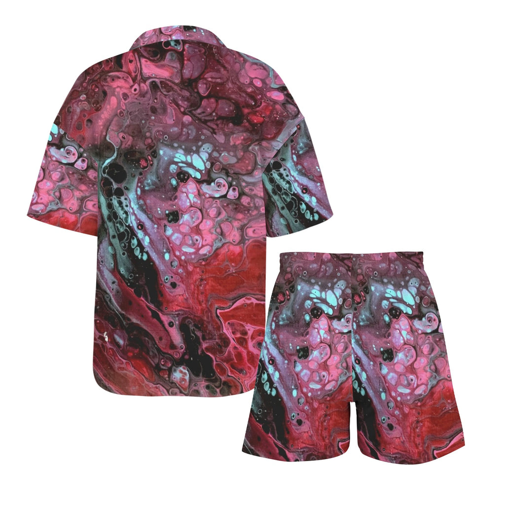 Deep Magenta Women's V-Neck Short Pajama Set
