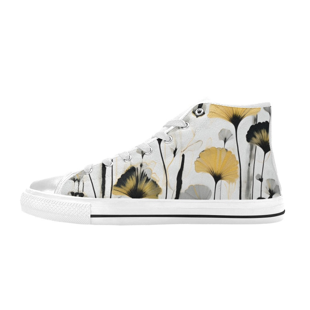 Golden Ginkgo - Women's Classic High-Top Canvas Shoes