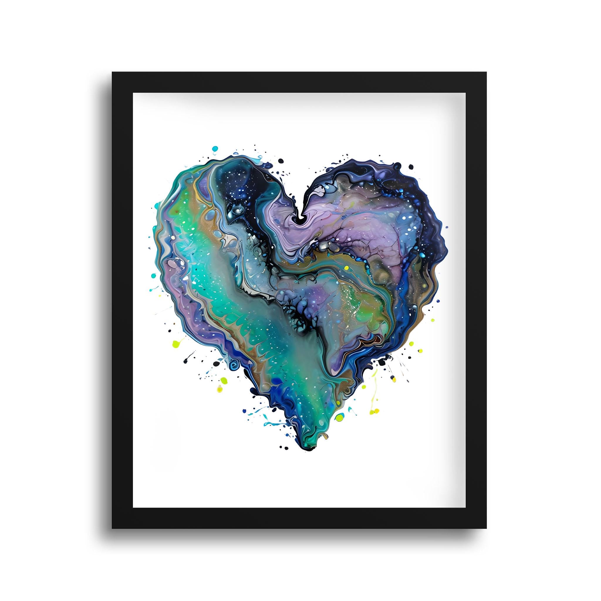 Fluid Art Heart (1) - Framed Art Print (1" frame)