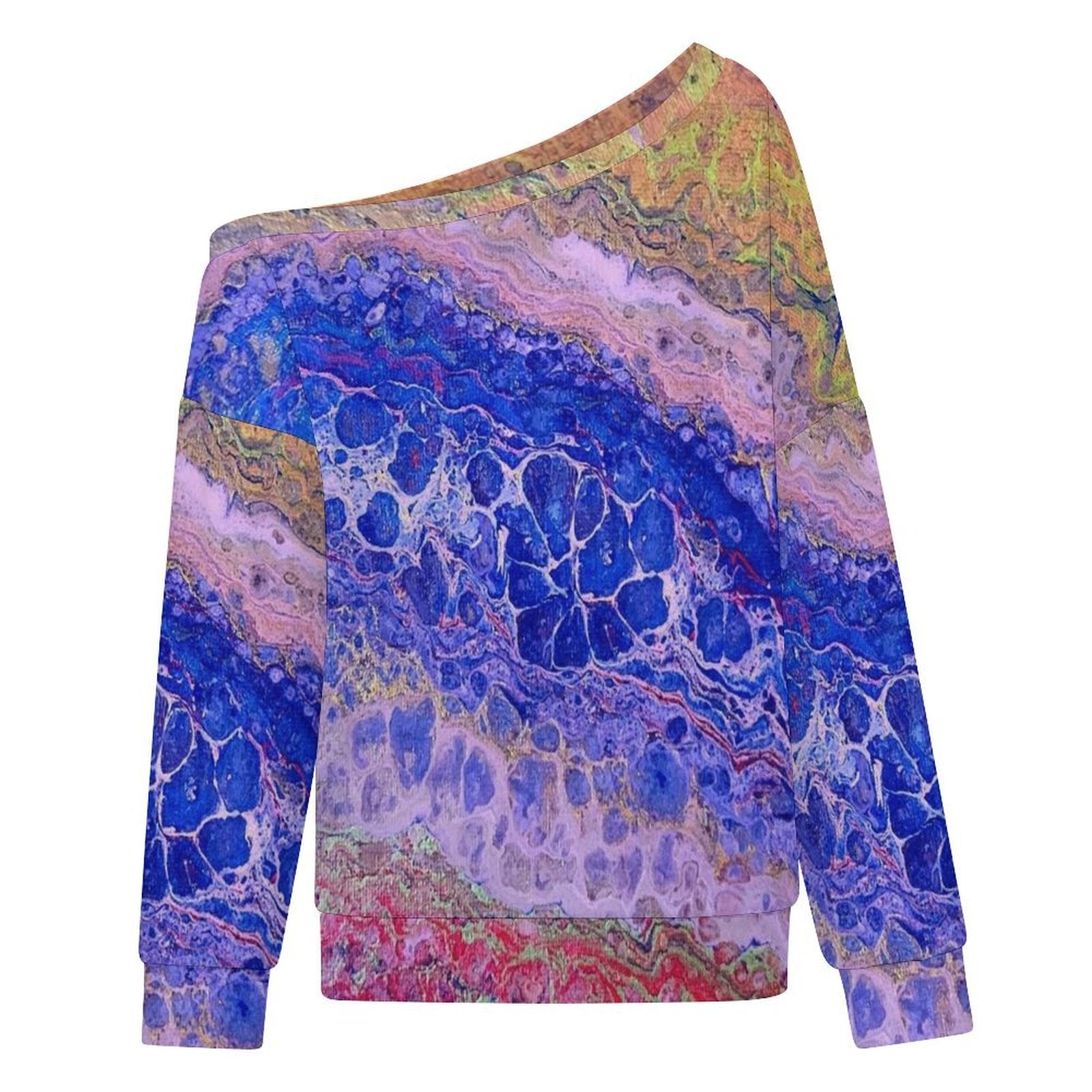 Tie-Dye Delight Women's Off-shoulder Long Sleeve Sweatshirt