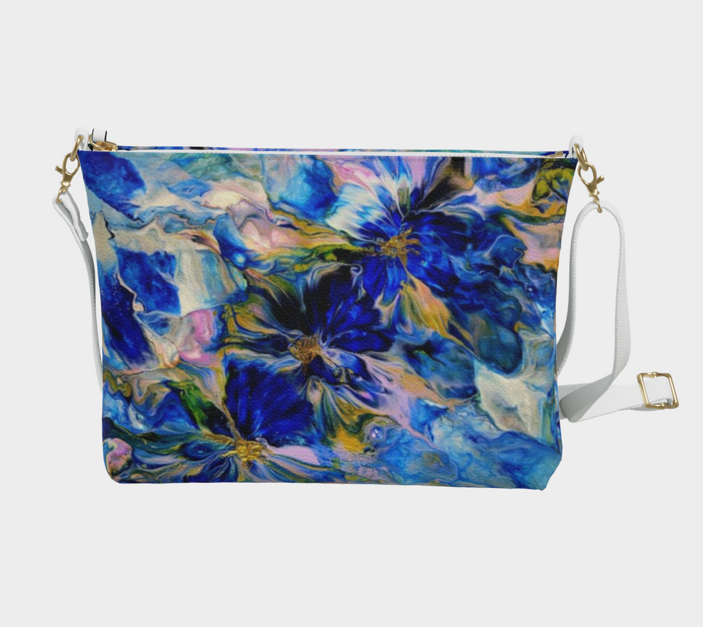 Royal Blue Garden - Vegan Leather Crossbody Purse
