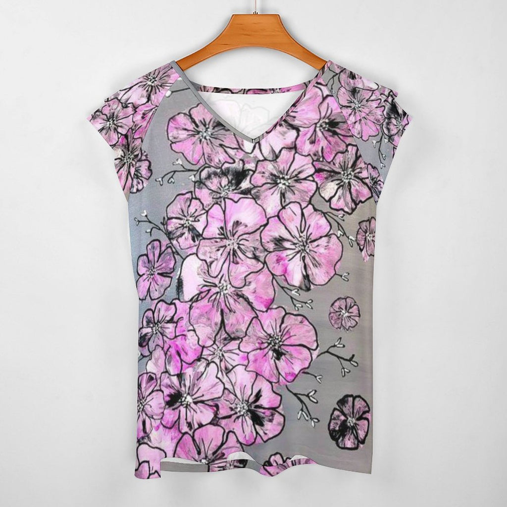 Garden of Hope Women's Ruffle Sleeve V-Neck T-Shirt